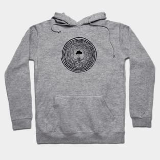 Black Spiral with Tree Silhouette Hoodie